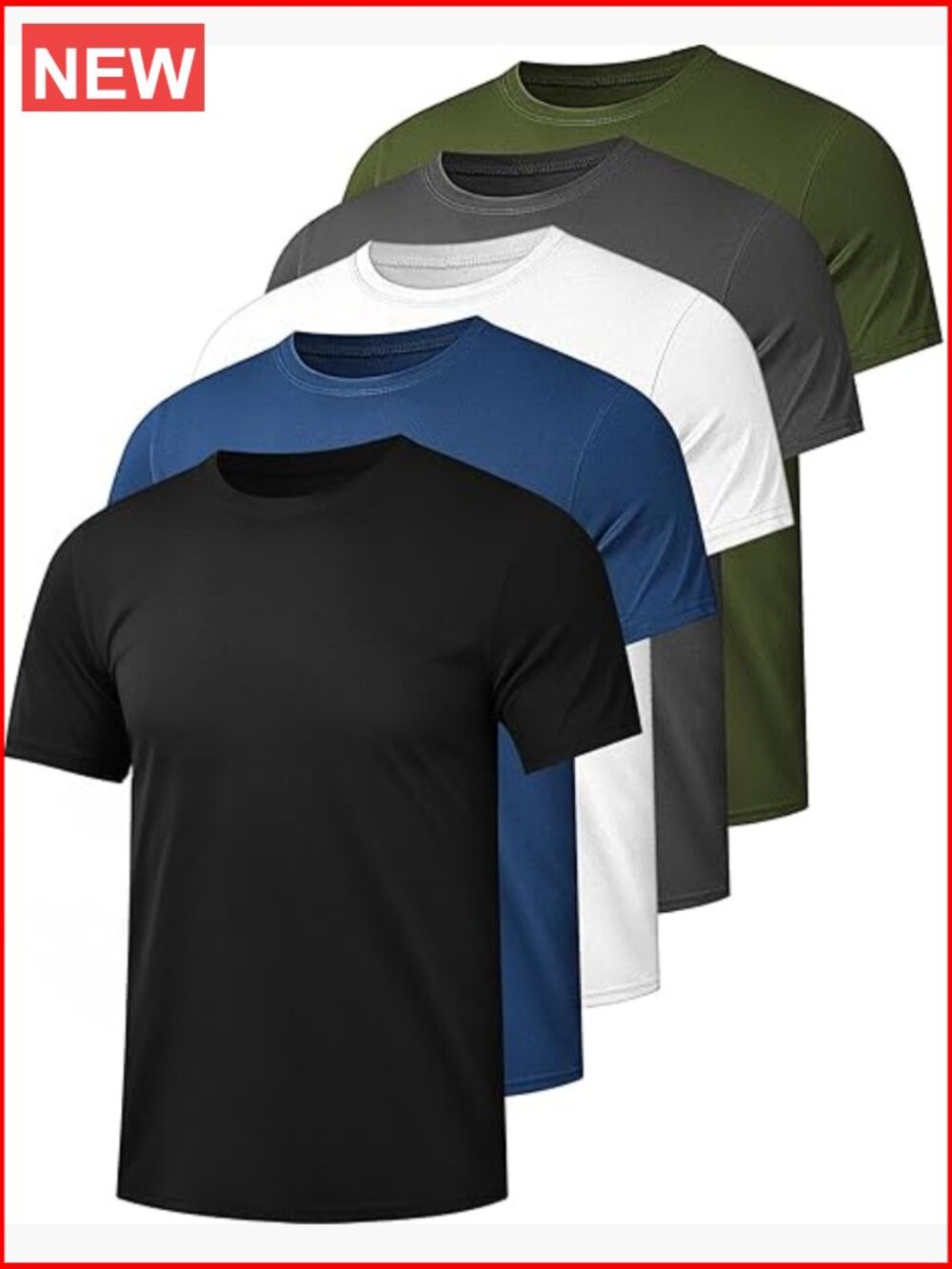 5 Pack Men's Mesh Workout Shirts Dry Fit Quick Dry Athletic Short Sleeve T-Shirt